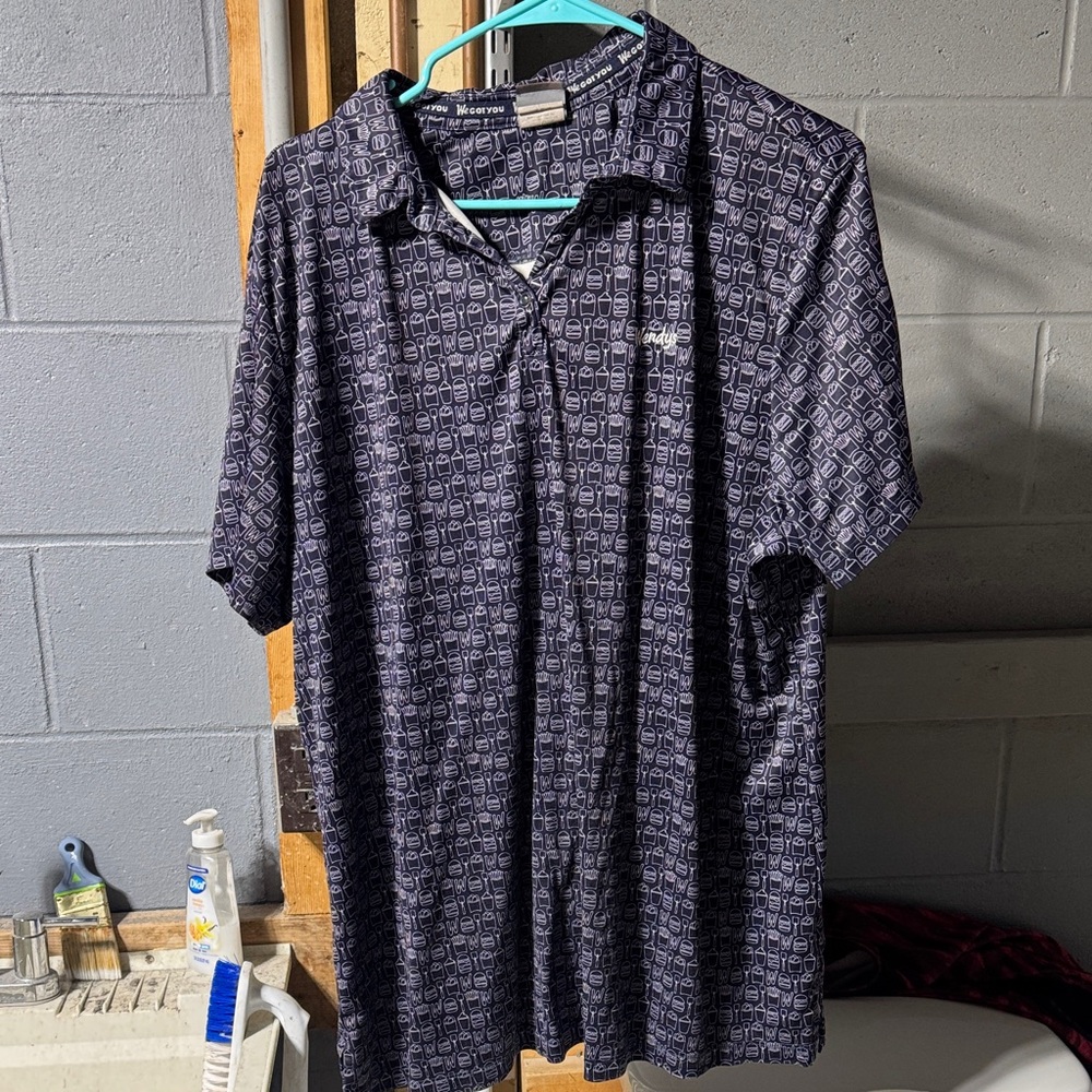 Barco Uniforms Navy Patterned Short Sleeve Polo